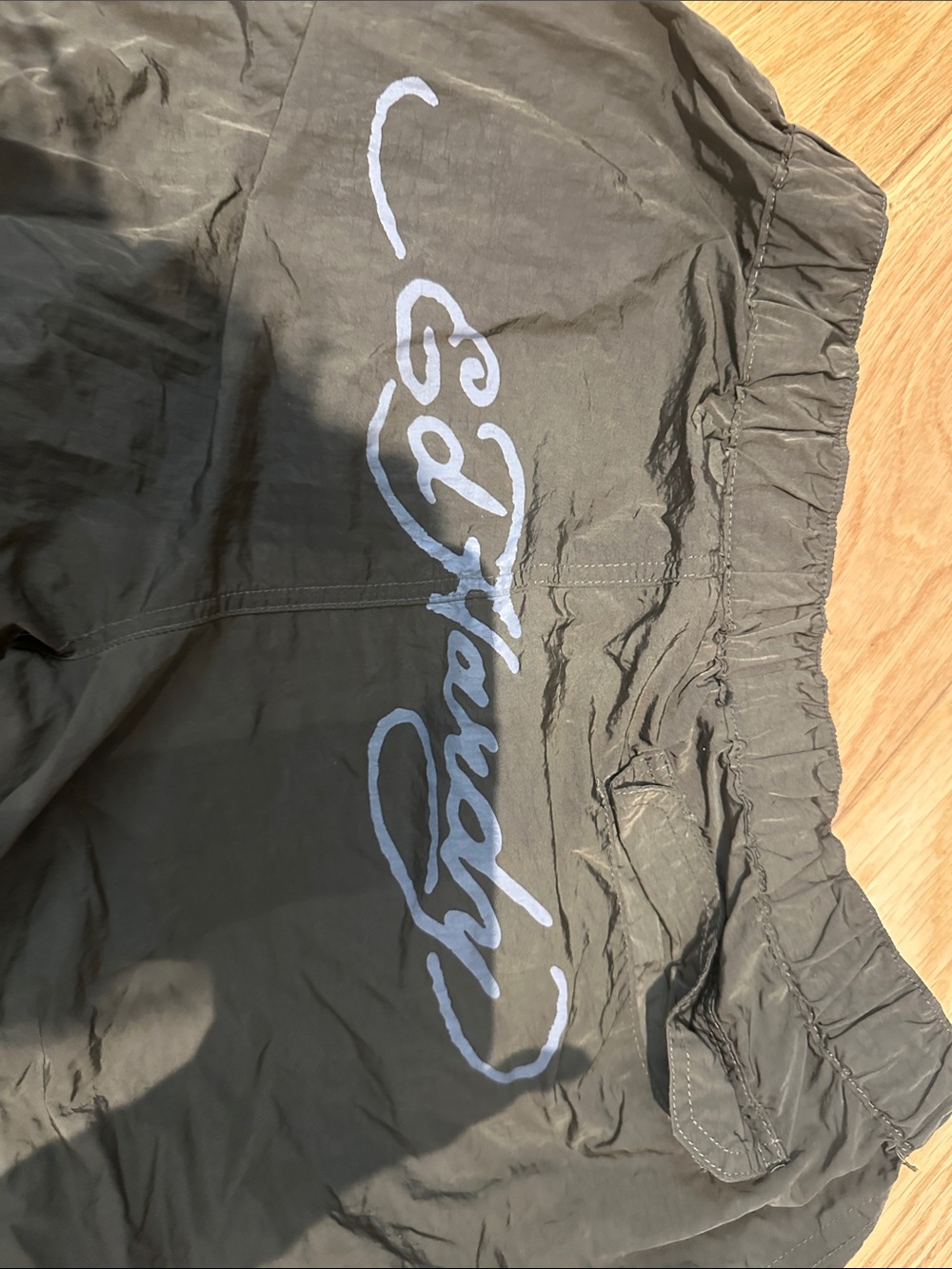 Olive Green Casual Shorts with Script Logo